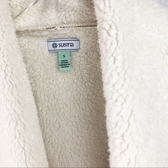 SUSINA Faux Suede & Shearling Cozy Tan Vest Small - Picture 8 of 14